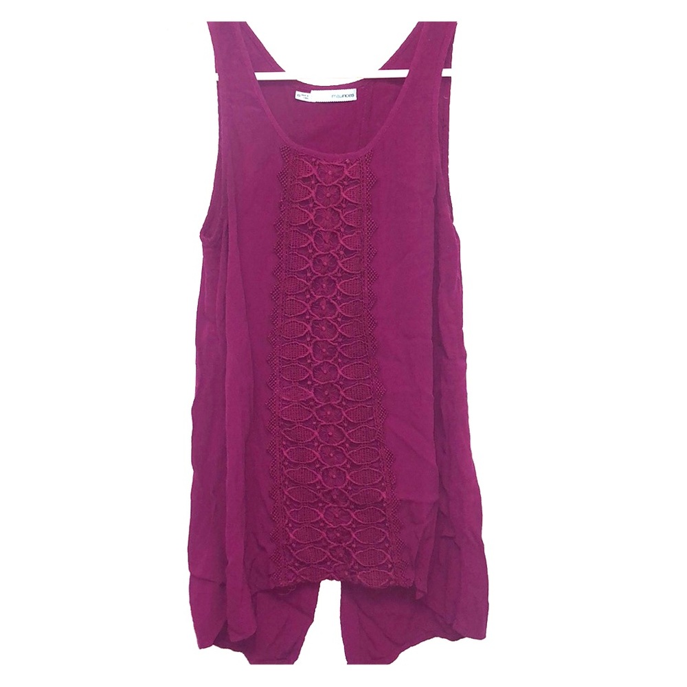 plum tank top with lace details
